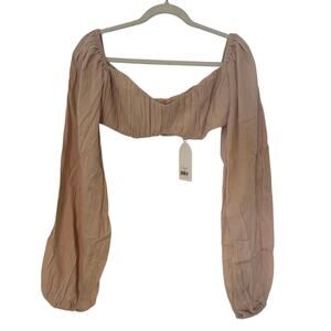 NWT Rumer Camille Long Sleeve Crop Top In Nude Size Large